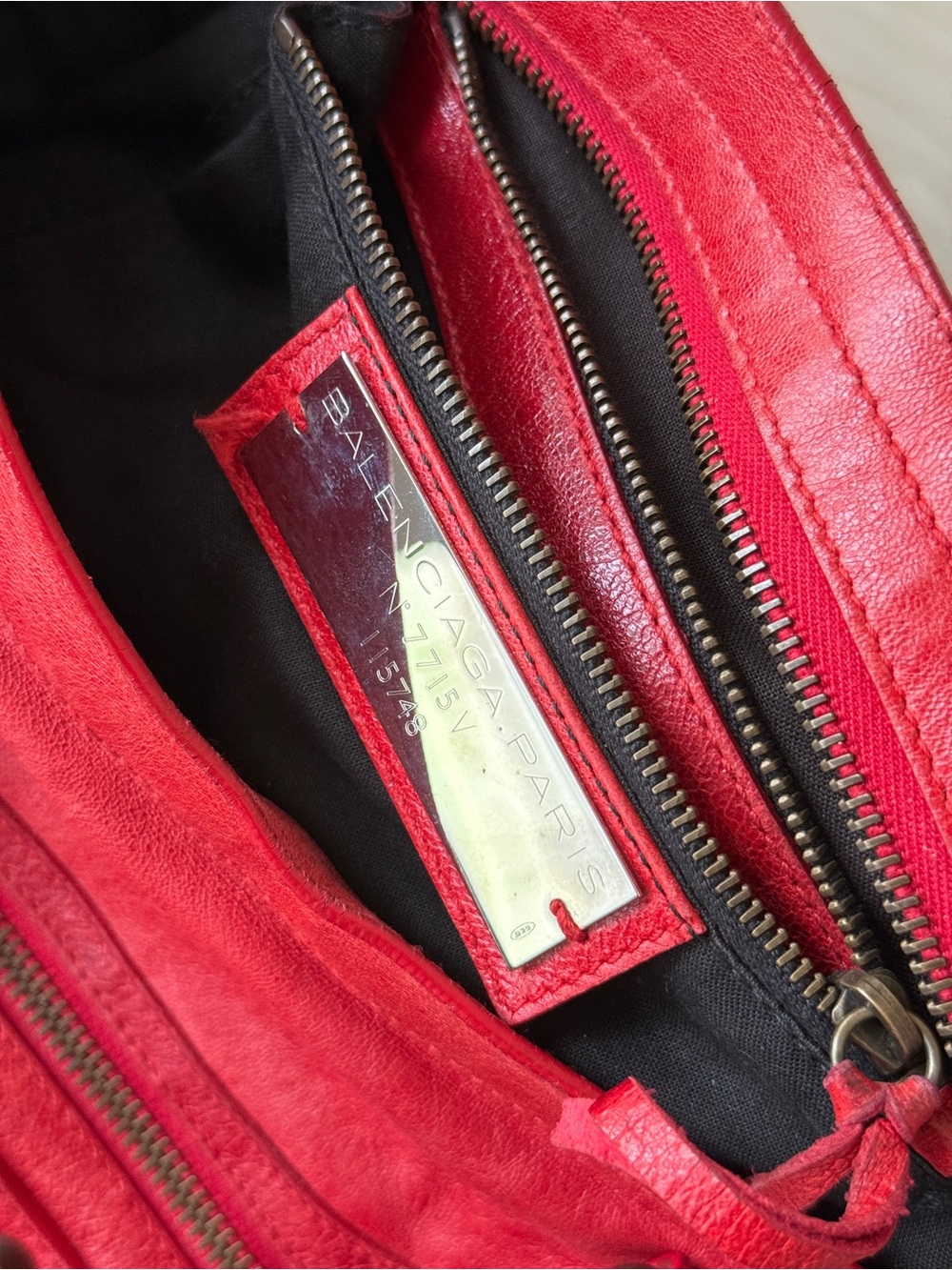 BALENCIAGA CITY BAG BRIGHT RED CHÈVRE LEATHER S/S 2007 MOTO BAG VINTAGE - Picture 13 of 16